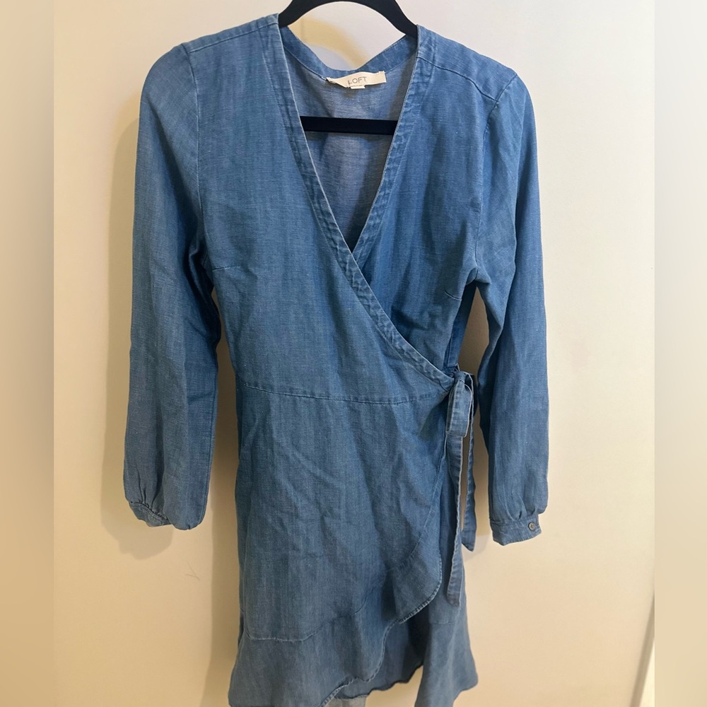 LOFT Denim Blue Wrap Dress